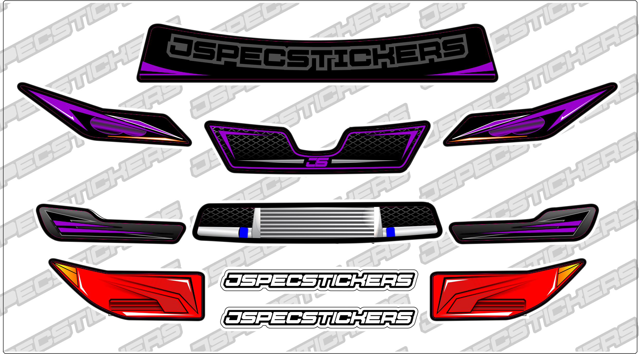 Montech Racer Headlight / Grill Sticker kit - Jspec Stickers