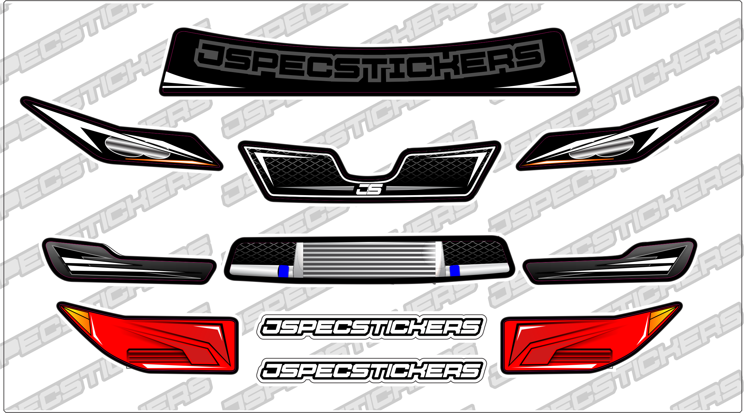 Montech Racer Headlight / Grill Sticker kit - Jspec Stickers