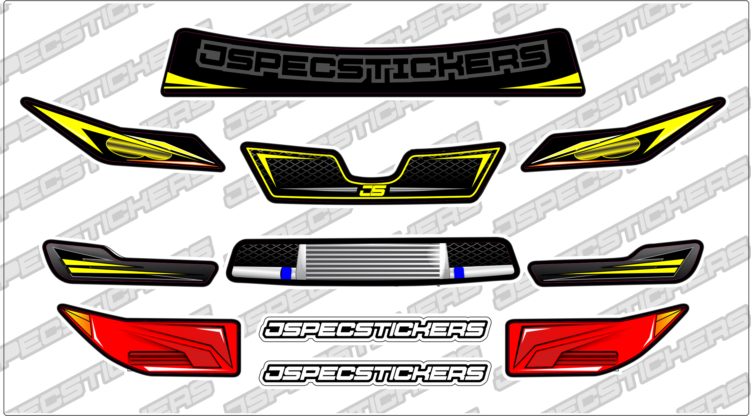 Montech Racer Headlight / Grill Sticker kit - Jspec Stickers