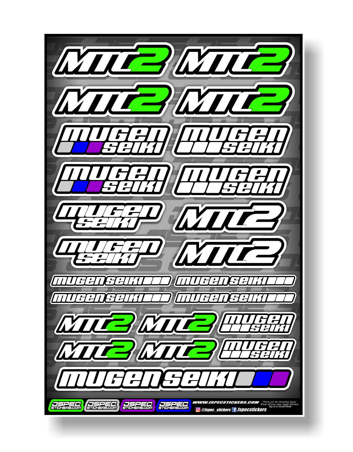 Mugen Seiki MTC2 Sticker Sheet - Jspec Stickers