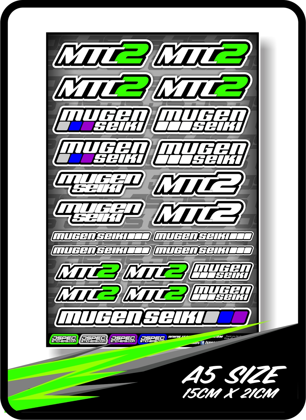 Mugen Seiki MTC2 Sticker Sheet - Jspec Stickers