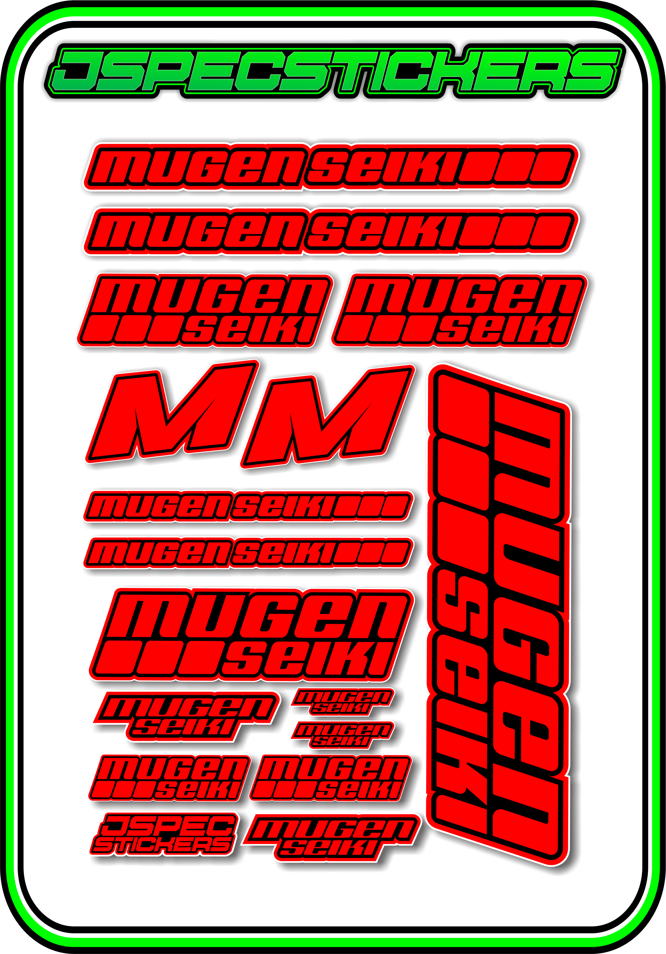 MUGEN SEIKI STICKER SHEET A5 - Jspec Stickers