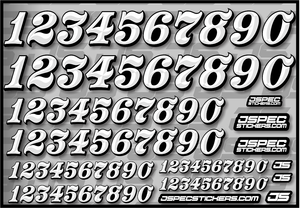 RC CAR NUMBER DECAL SHEET STYLE 1 - Jspec Stickers