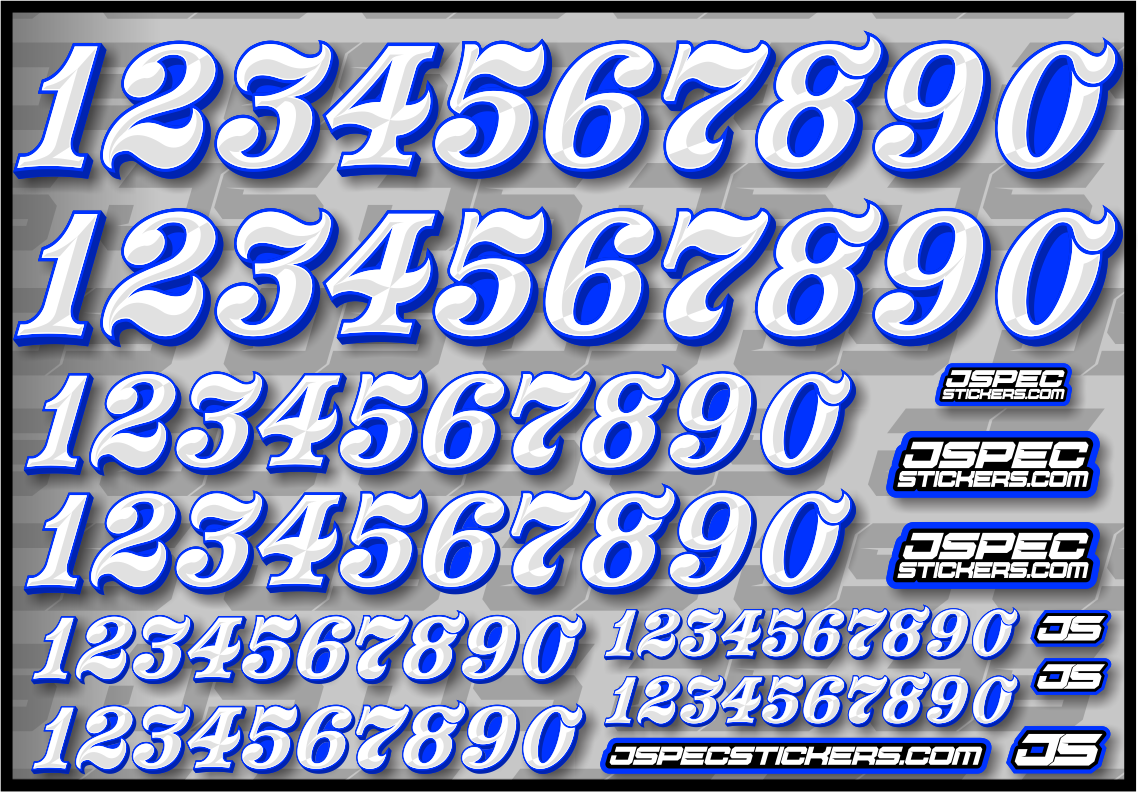 RC CAR NUMBER DECAL SHEET STYLE 1 - Jspec Stickers