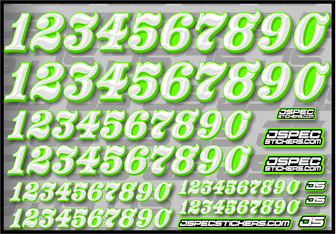 RC CAR NUMBER DECAL SHEET STYLE 1 - Jspec Stickers