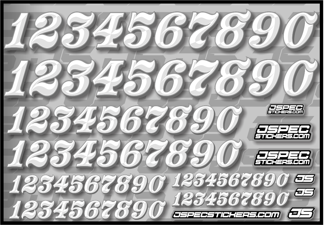 RC CAR NUMBER DECAL SHEET STYLE 1 - Jspec Stickers