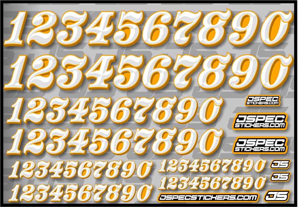 RC CAR NUMBER DECAL SHEET STYLE 1 - Jspec Stickers