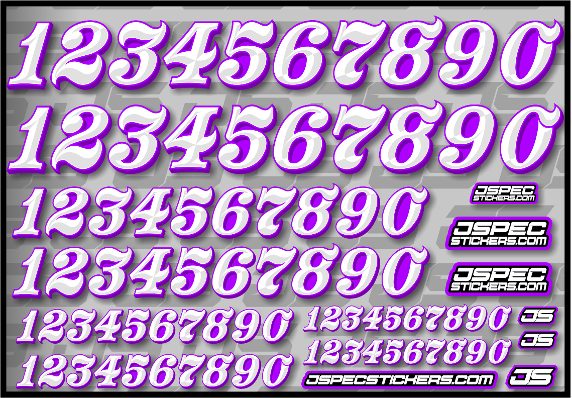 RC CAR NUMBER DECAL SHEET STYLE 1 - Jspec Stickers