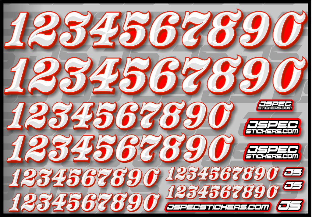 RC CAR NUMBER DECAL SHEET STYLE 1 - Jspec Stickers