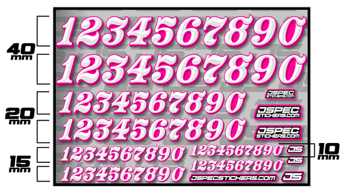 RC CAR NUMBER DECAL SHEET STYLE 1