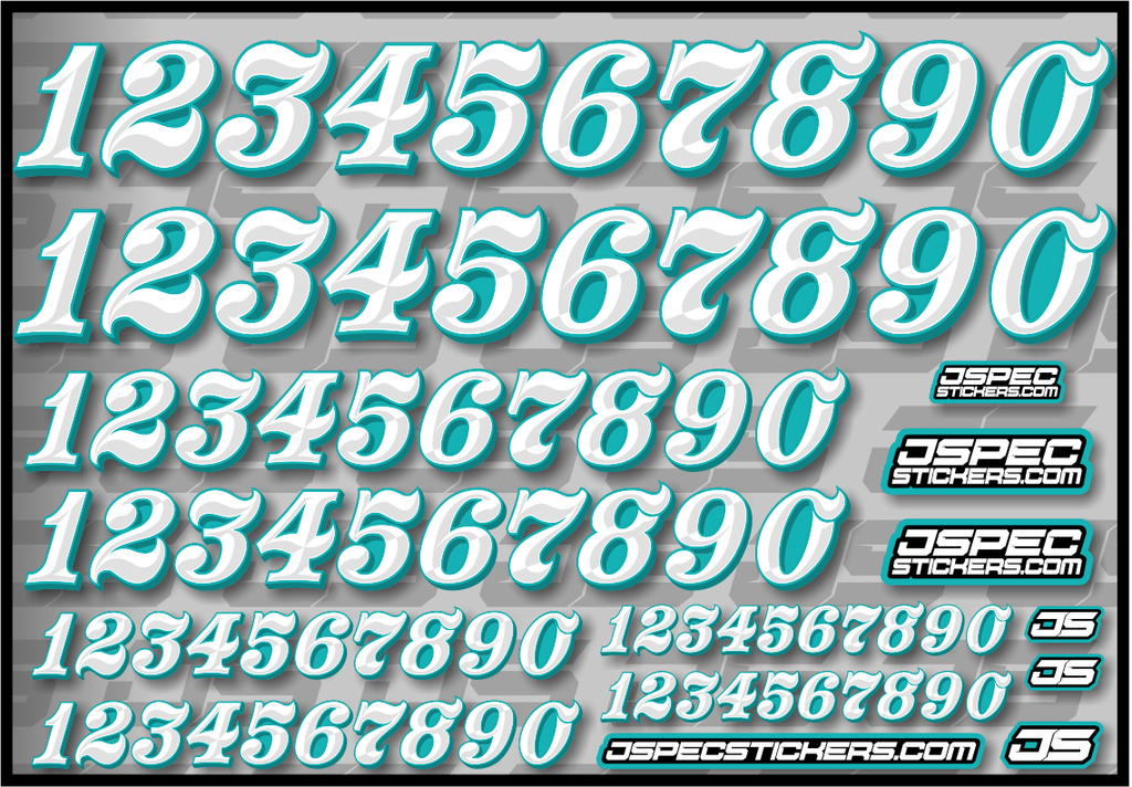 RC CAR NUMBER DECAL SHEET STYLE 1 - Jspec Stickers