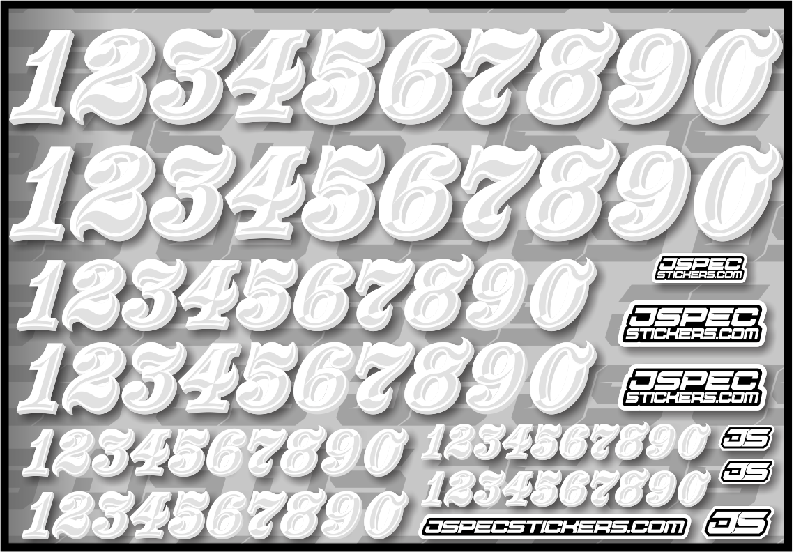 RC CAR NUMBER DECAL SHEET STYLE 1 – Jspec Stickers
