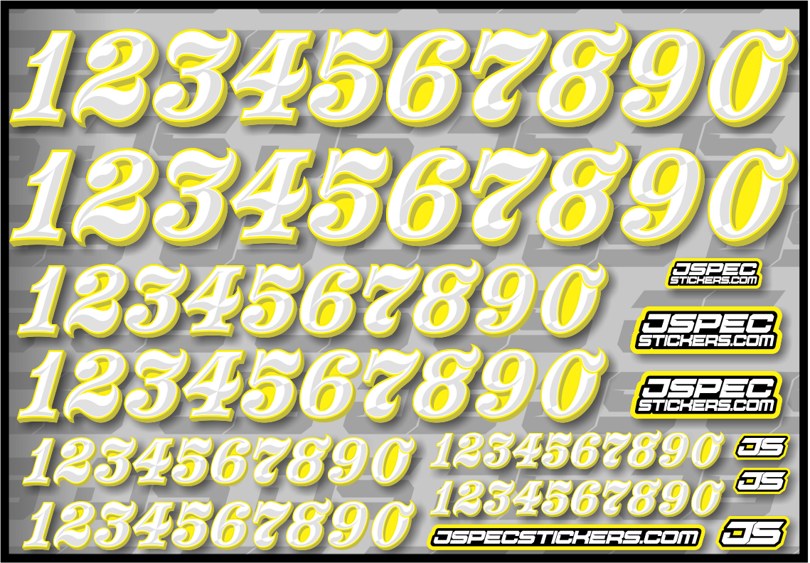 RC CAR NUMBER DECAL SHEET STYLE 1 – Jspec Stickers