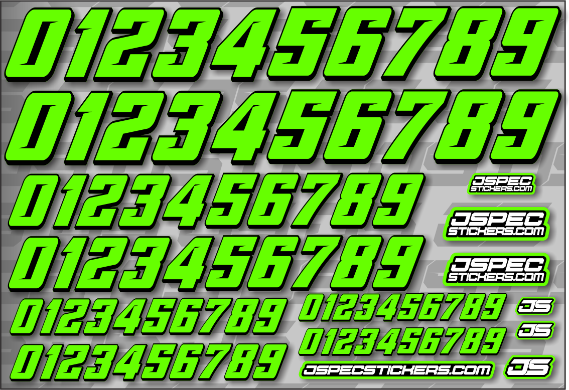 RC CAR NUMBER DECAL SHEET STYLE 2 Jspec Stickers