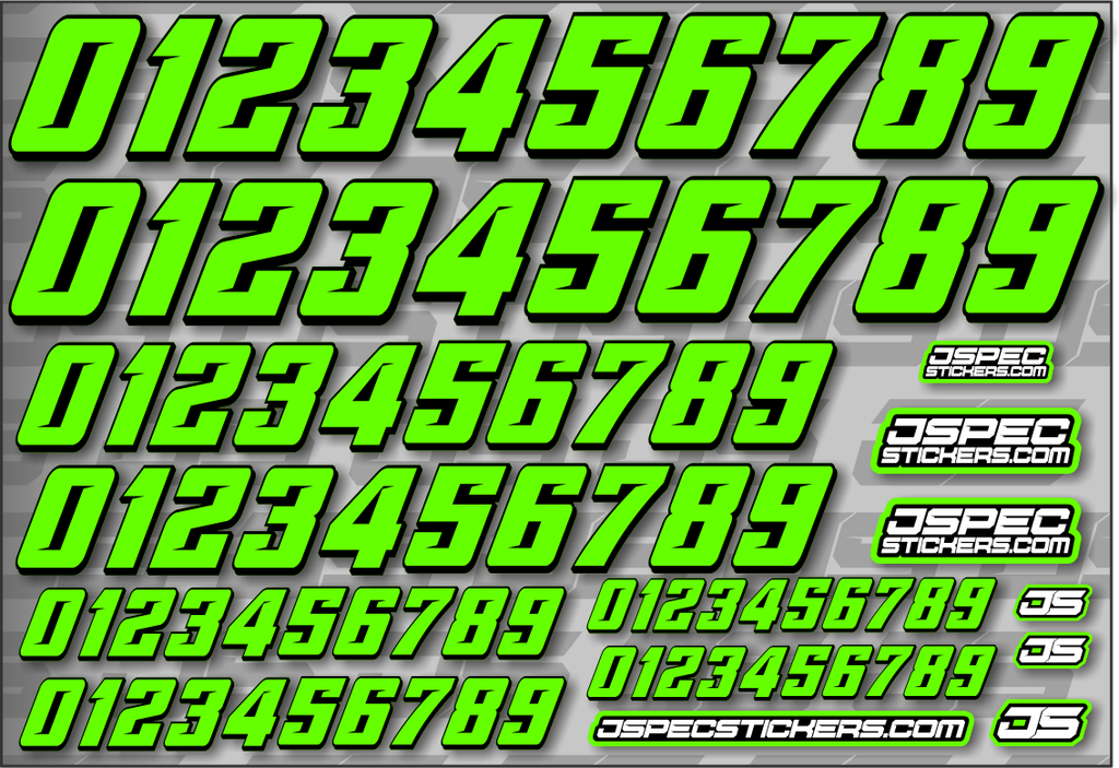 RC CAR NUMBER DECAL SHEET STYLE 2 - Jspec Stickers