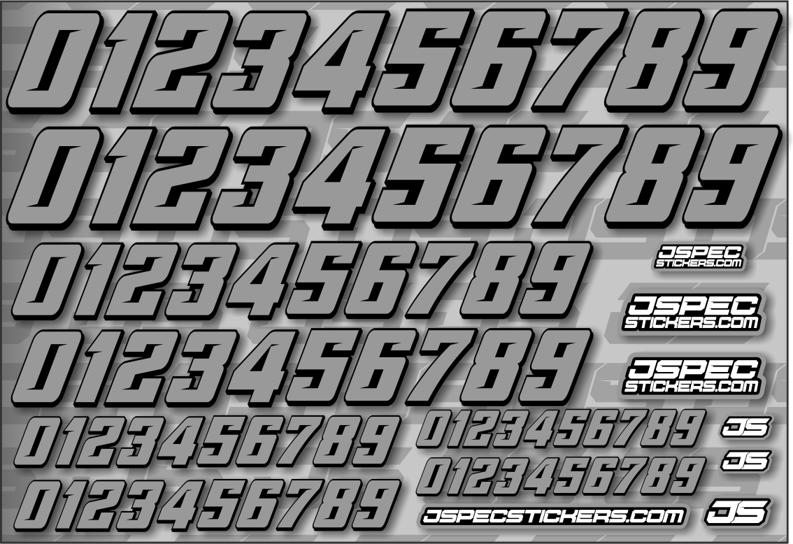 RC CAR NUMBER DECAL SHEET STYLE 2 - Jspec Stickers