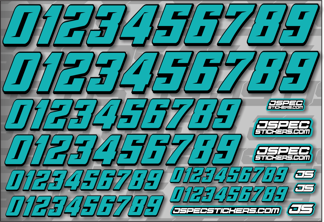 RC CAR NUMBER DECAL SHEET STYLE 2 - Jspec Stickers
