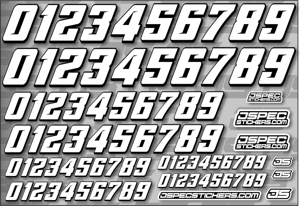 RC CAR NUMBER DECAL SHEET STYLE 2 - Jspec Stickers