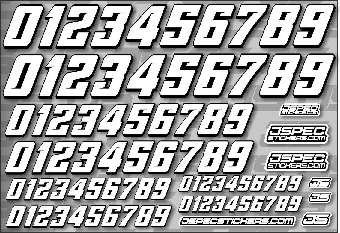 RC CAR NUMBER DECAL SHEET STYLE 2 - Jspec Stickers