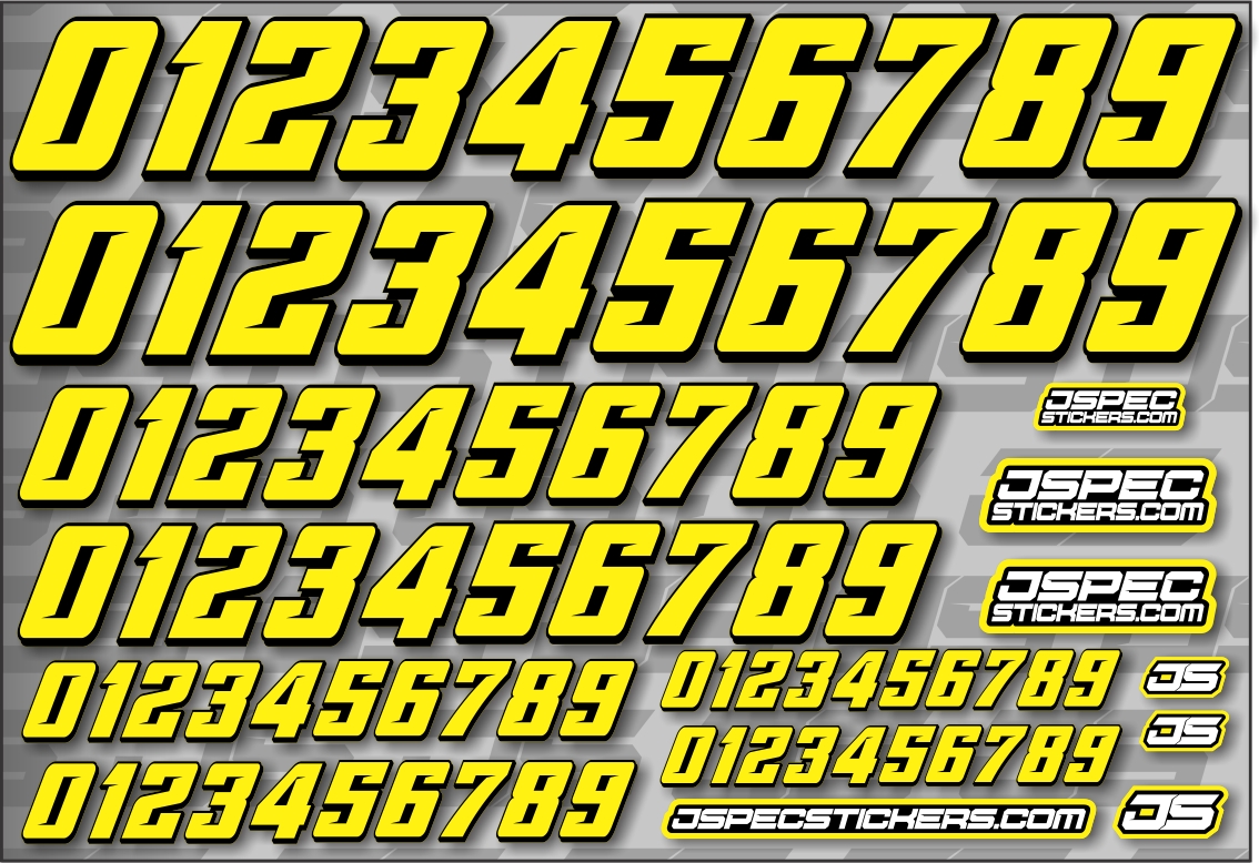 RC CAR NUMBER DECAL SHEET STYLE 2 - Jspec Stickers