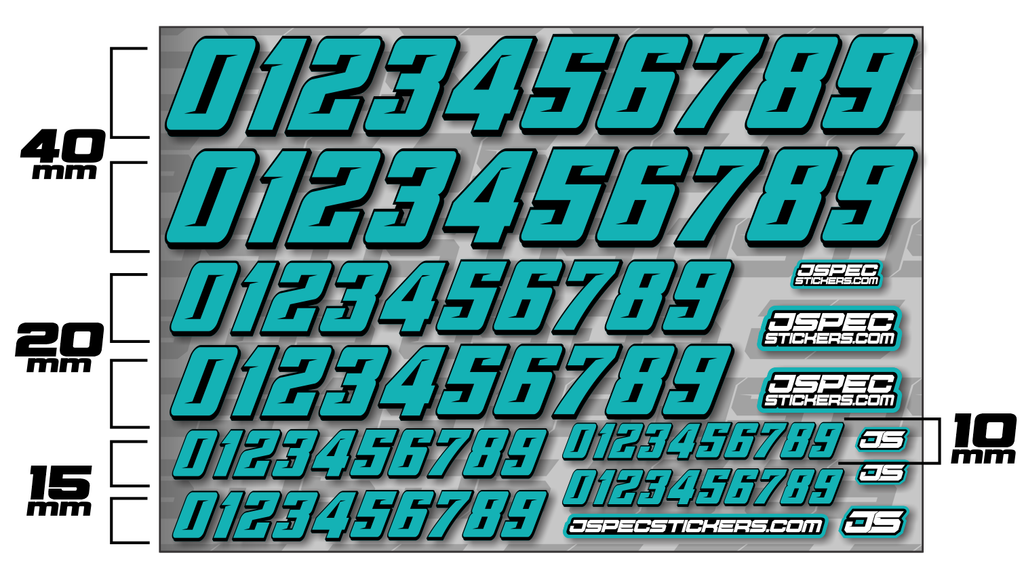 RC CAR NUMBER DECAL SHEET STYLE 2 - Jspec Stickers