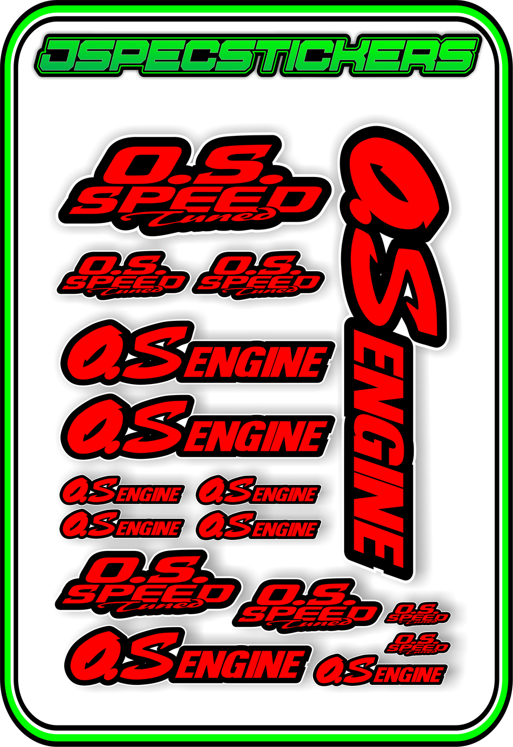 OS ENGINES STICKER SHEET A5 - Jspec Stickers