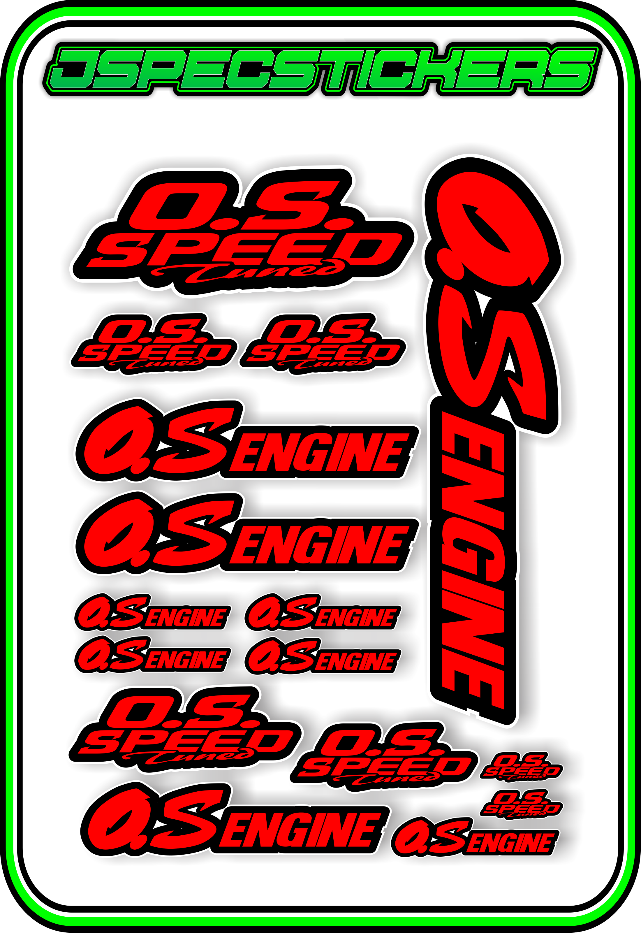 OS ENGINES STICKER SHEET A5 - Jspec Stickers