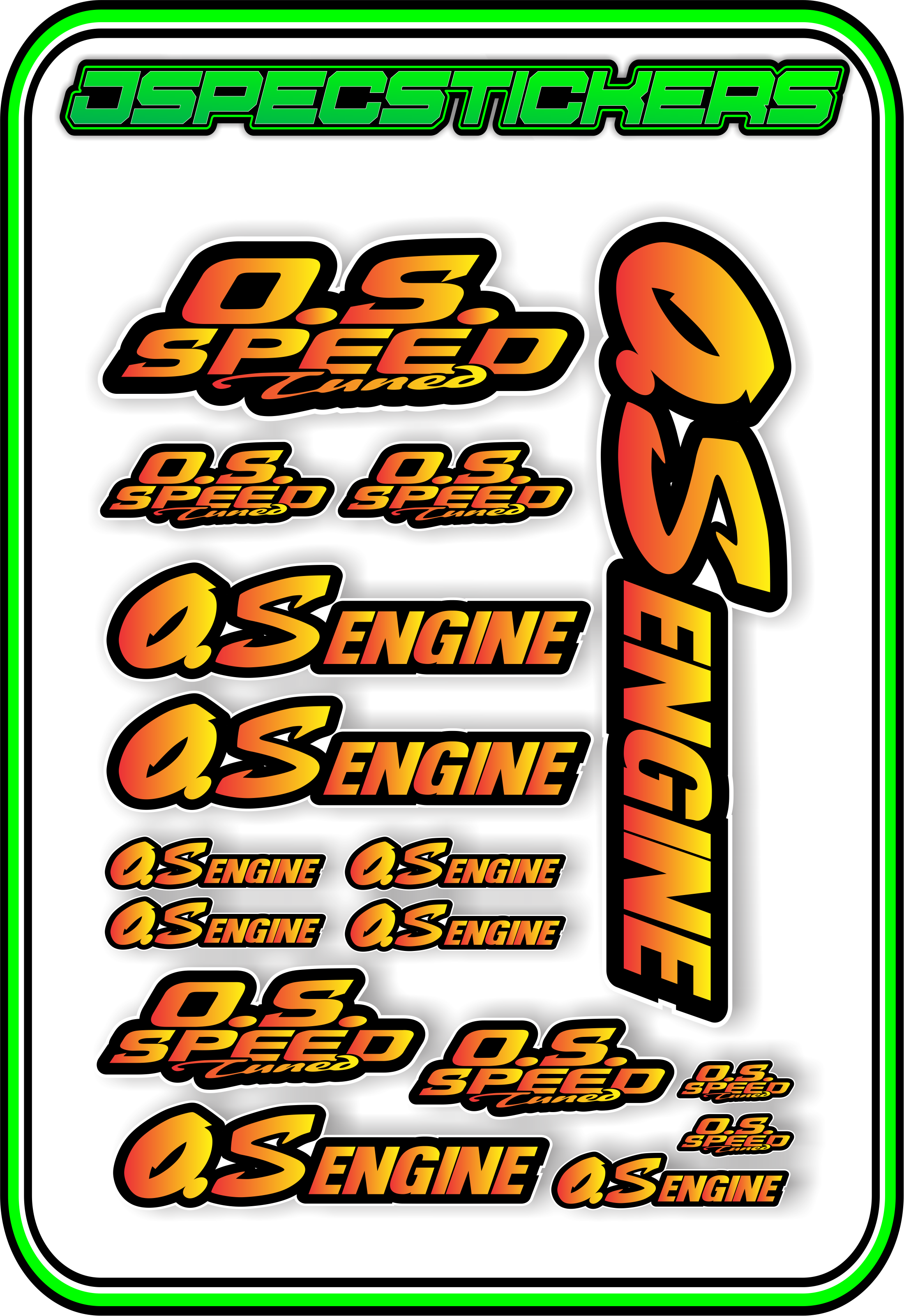 OS ENGINES STICKER SHEET A5 - Jspec Stickers