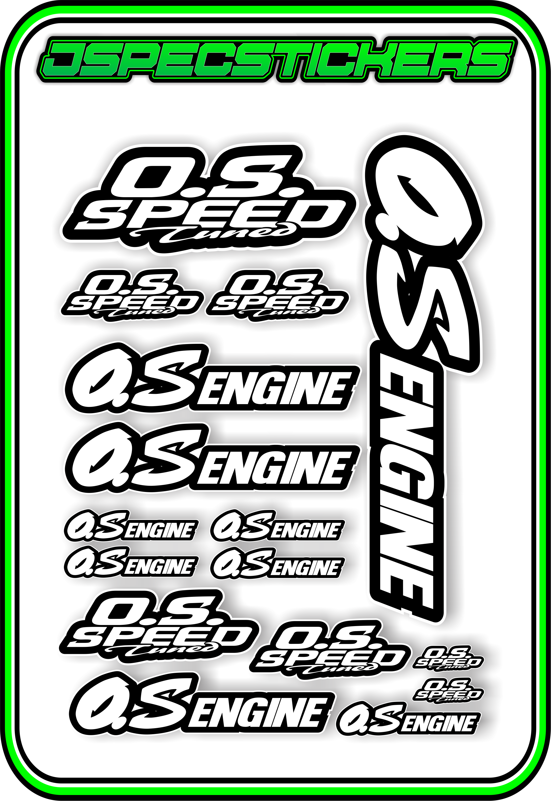 OS ENGINES STICKER SHEET A5 - Jspec Stickers