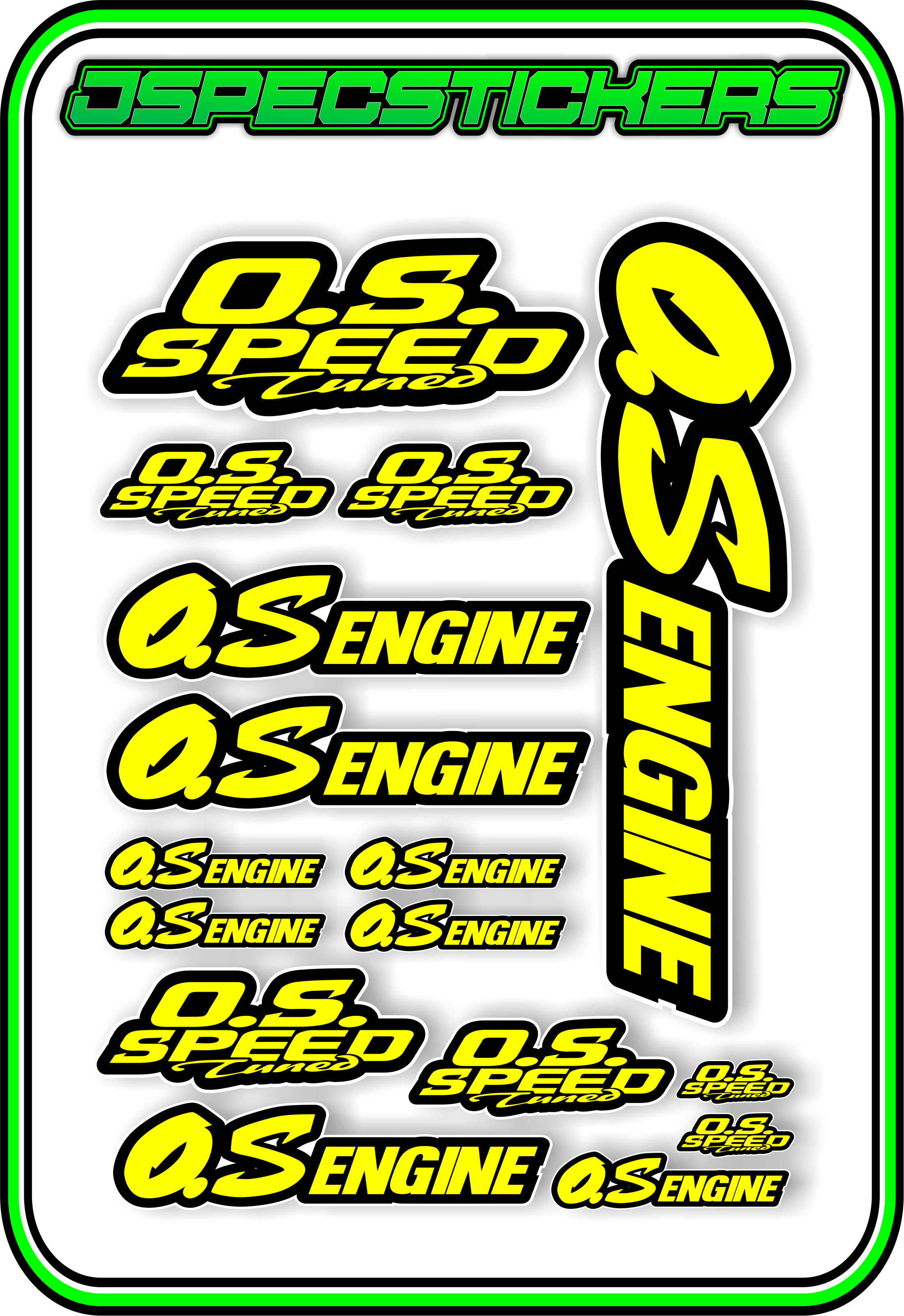 OS ENGINES STICKER SHEET A5 - Jspec Stickers