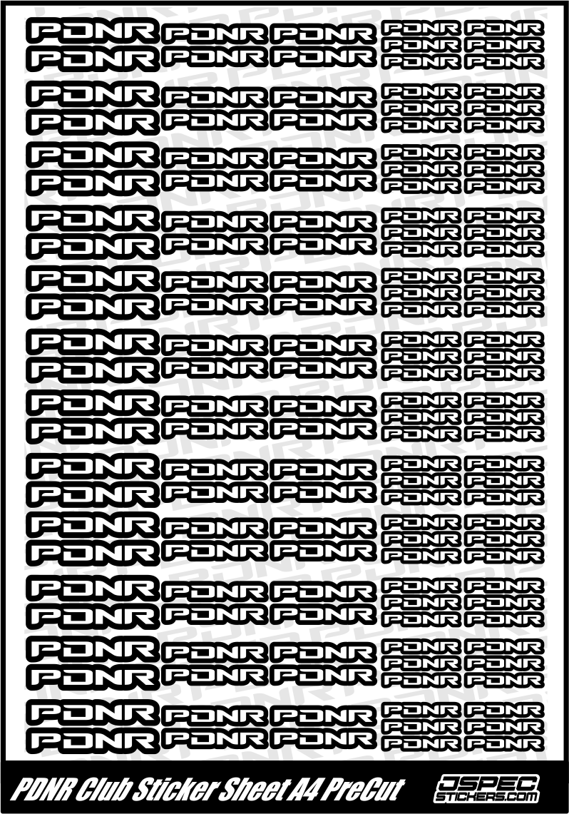 PDNR Club Logo Sticker Sheet - Jspec Stickers