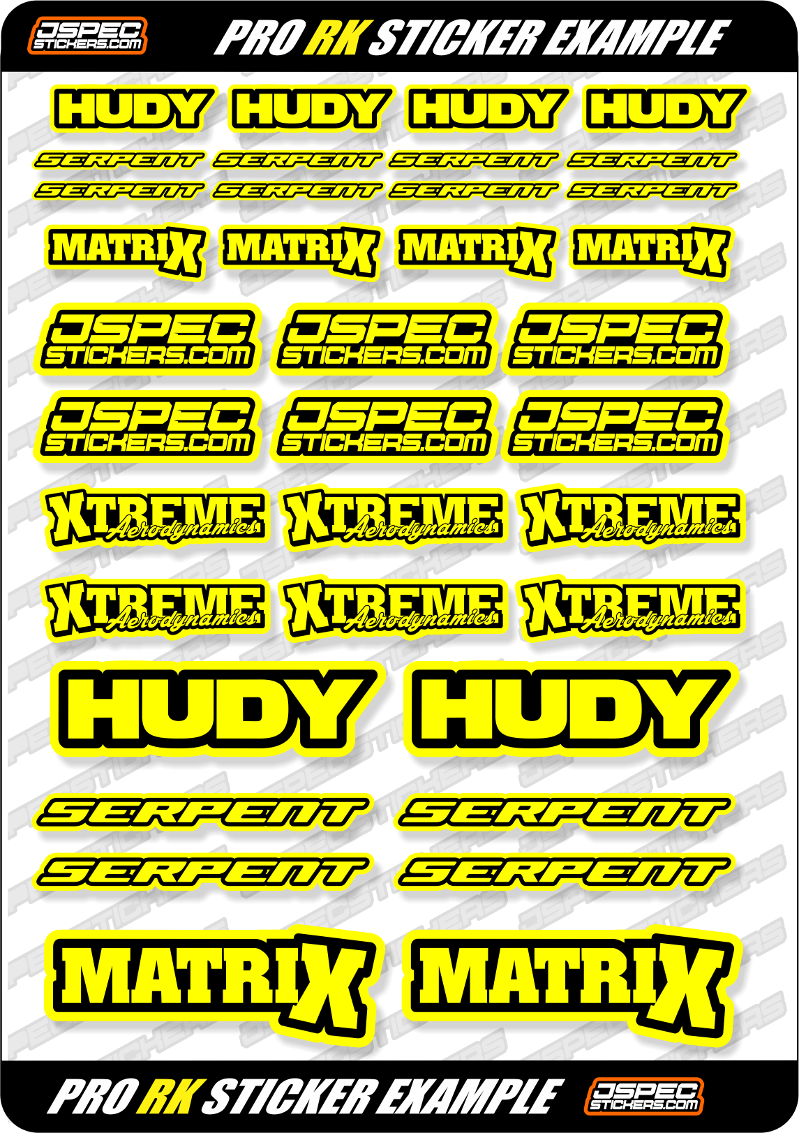 CUSTOM PRO FLURO STICKER SHEET - Jspec Stickers