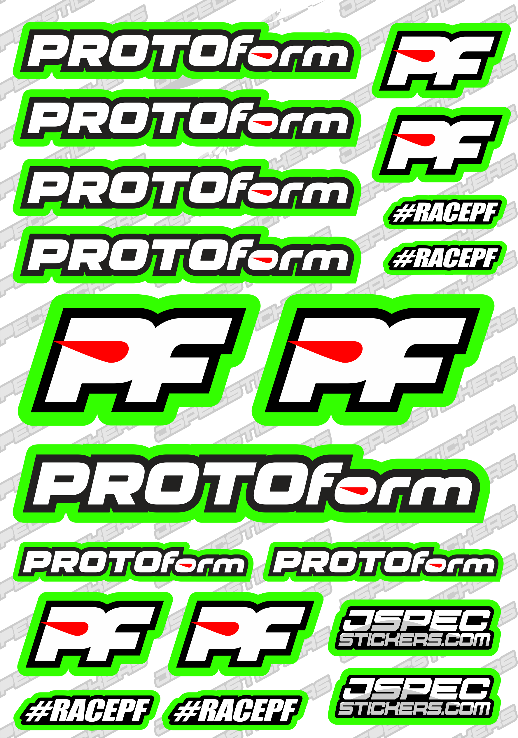 PROTOFORM RC STICKER SHEET A5 'RK EDITION' - Jspec Stickers