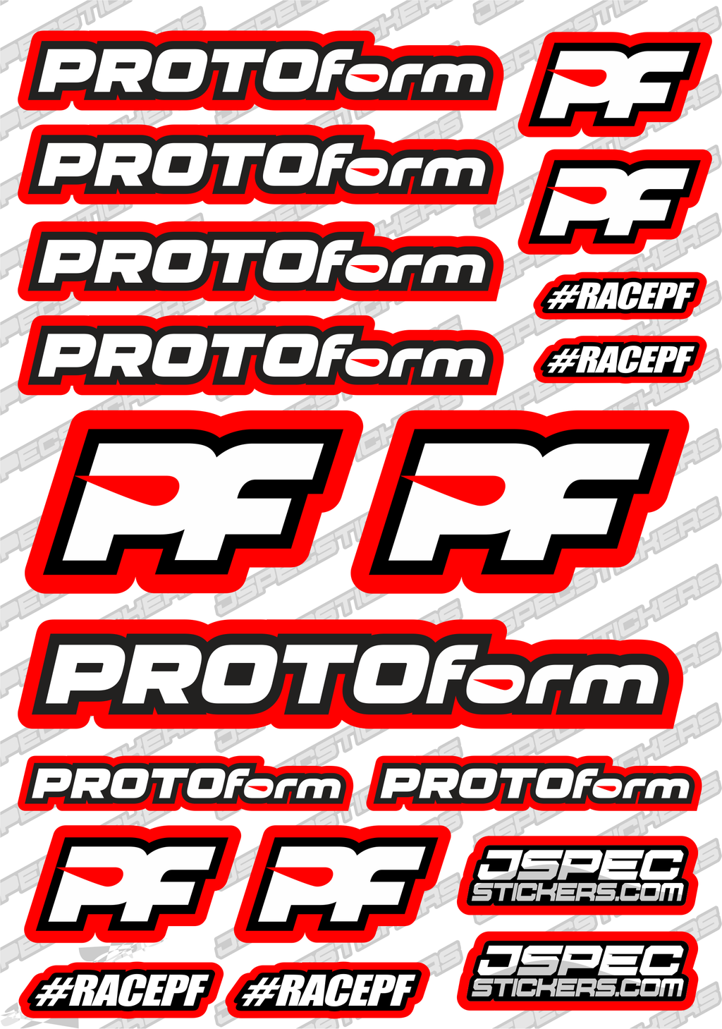 PROTOFORM RC STICKER SHEET A5 'RK EDITION' - Jspec Stickers