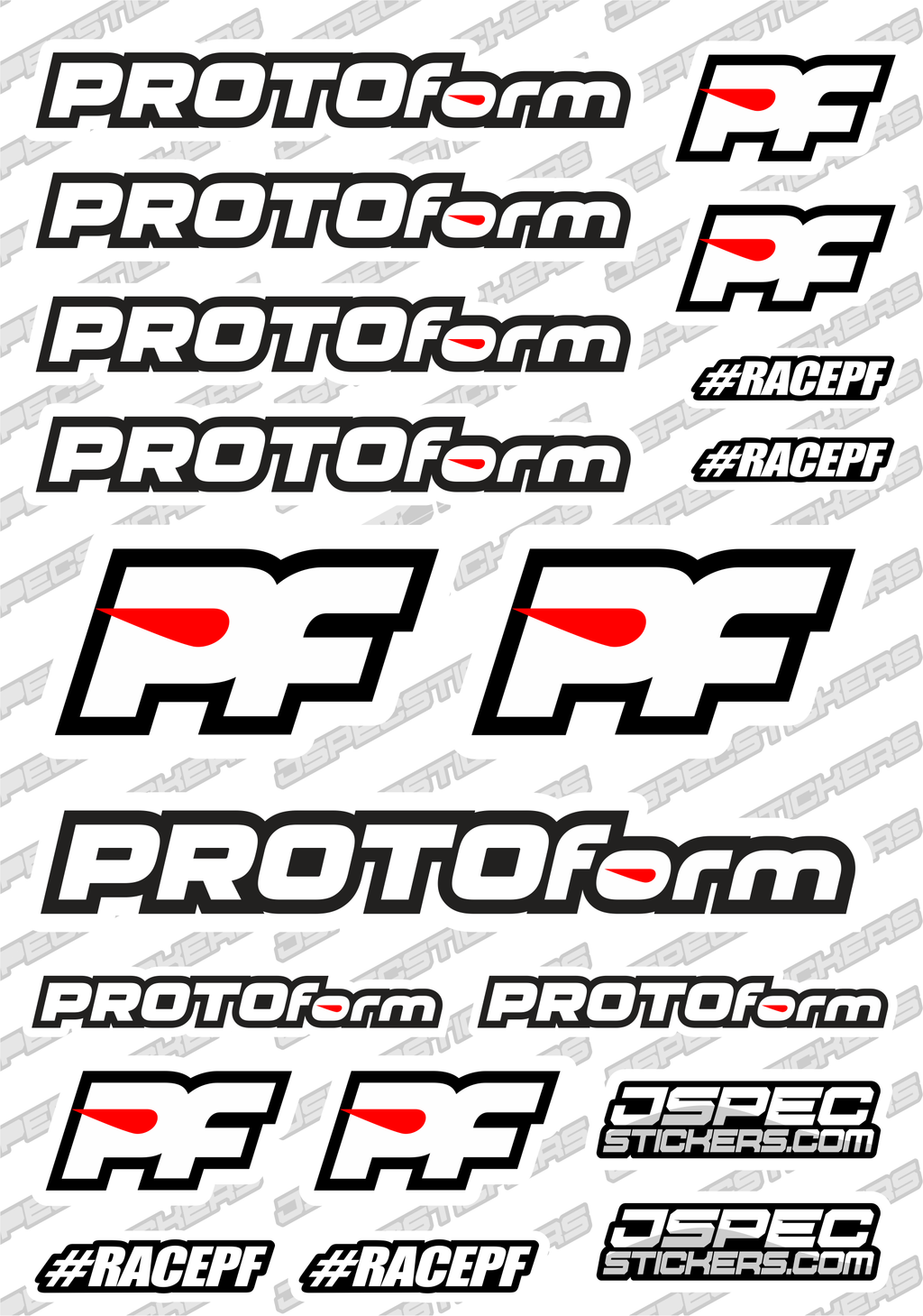 PROTOFORM RC STICKER SHEET A5 'RK EDITION' - Jspec Stickers