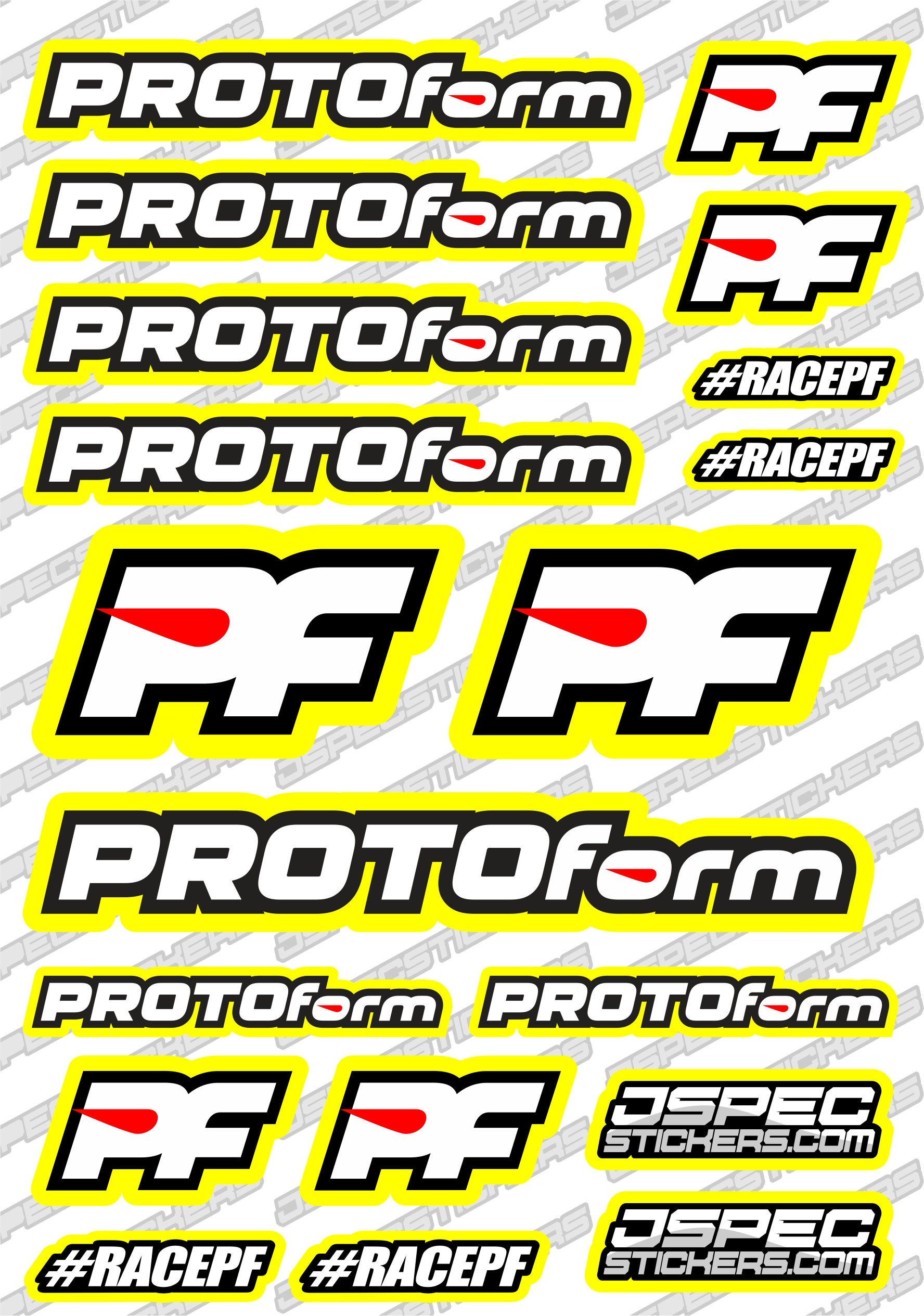 PROTOFORM RC STICKER SHEET A5 'RK EDITION' - Jspec Stickers