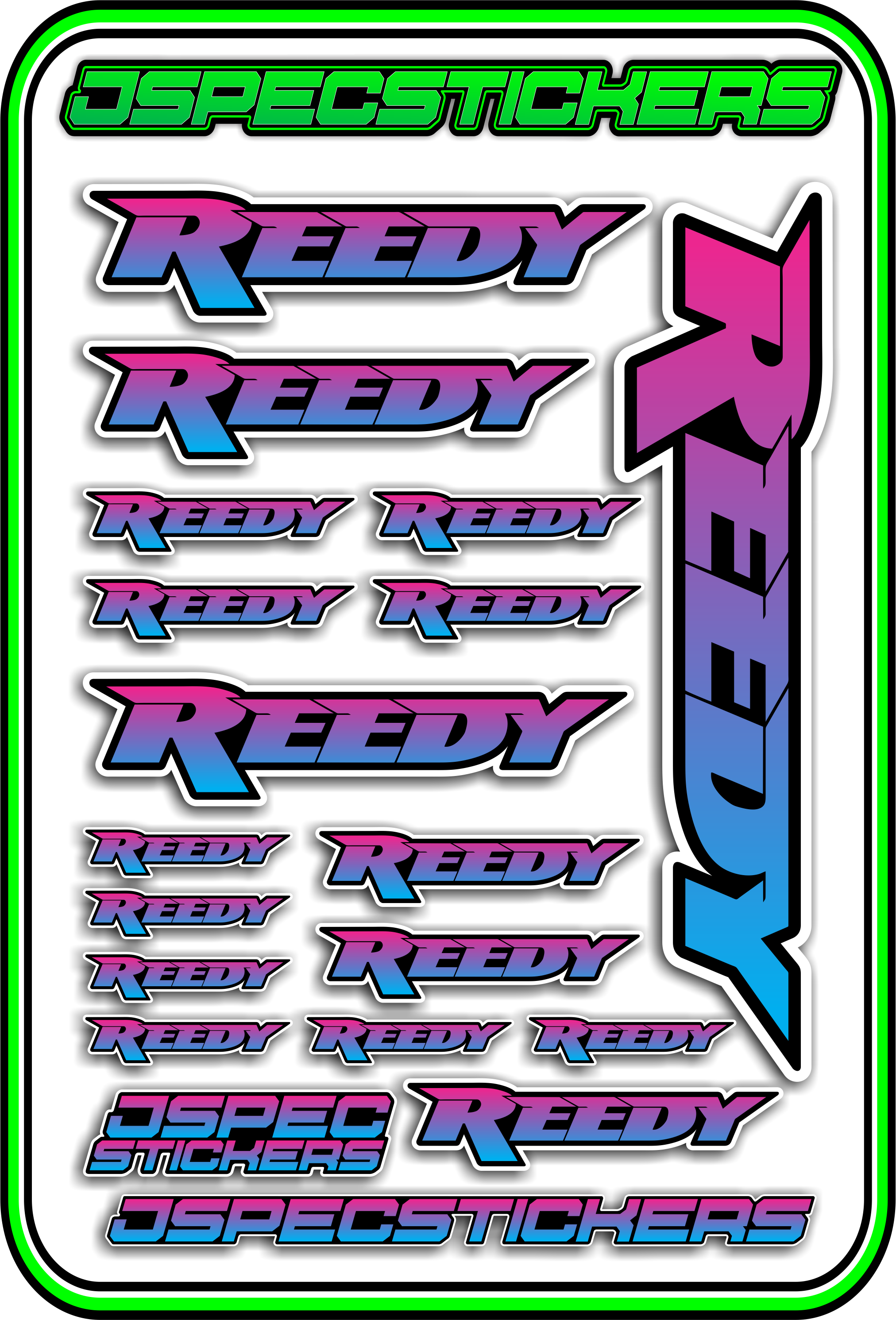 REEDY RC STICKER SHEET A5 - Jspec Stickers