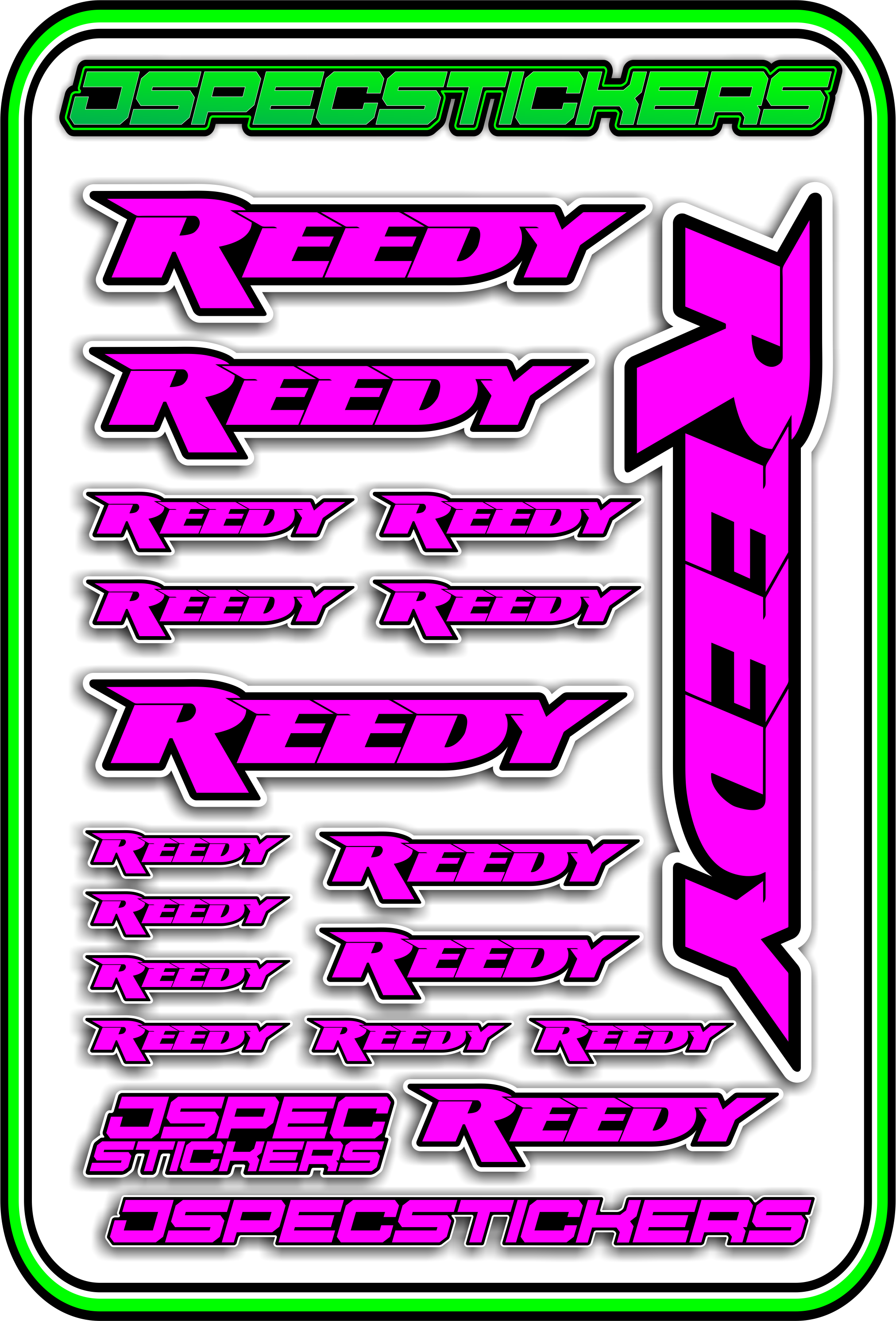 REEDY RC STICKER SHEET A5 - Jspec Stickers