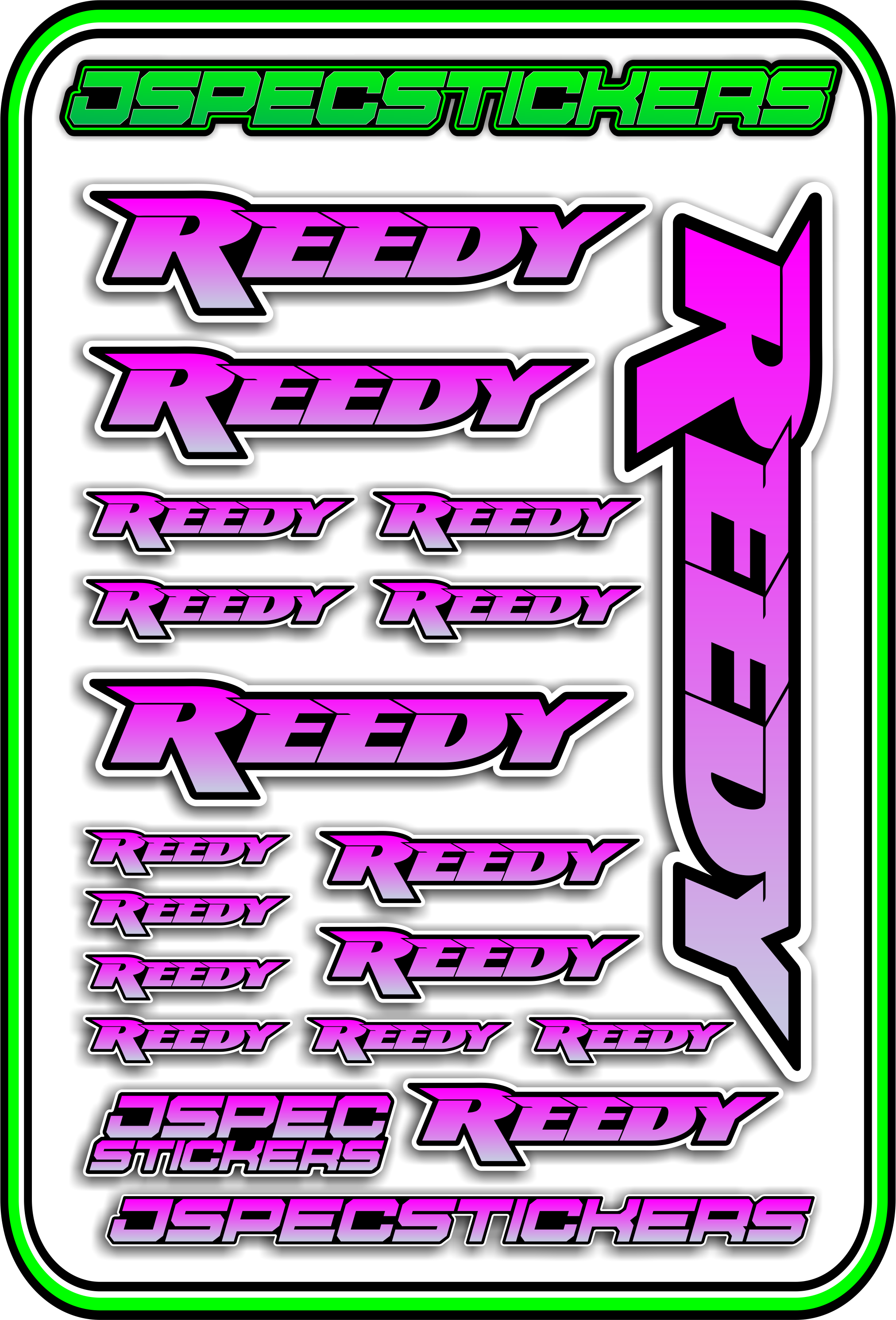 REEDY RC STICKER SHEET A5 - Jspec Stickers
