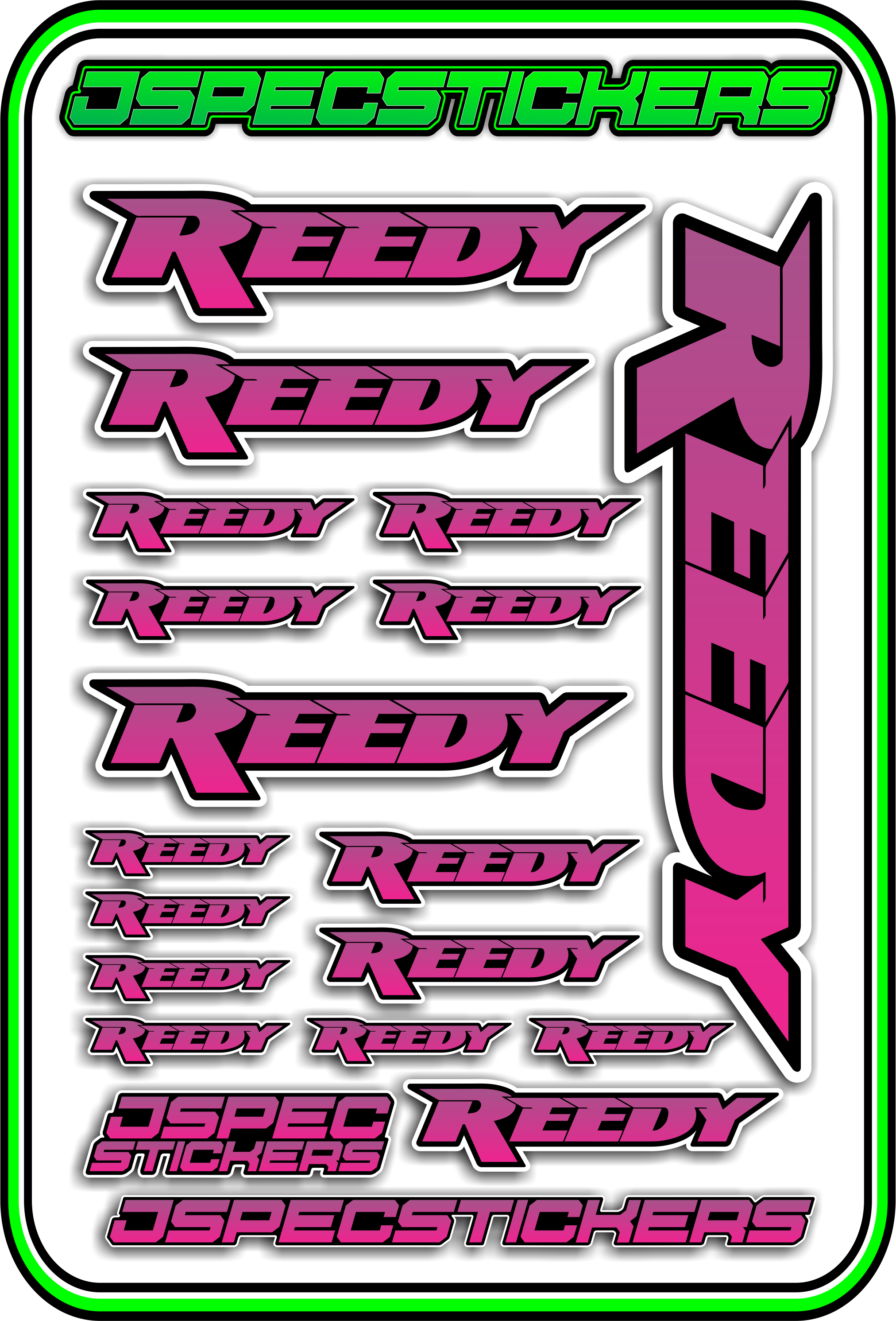 REEDY RC STICKER SHEET A5 - Jspec Stickers