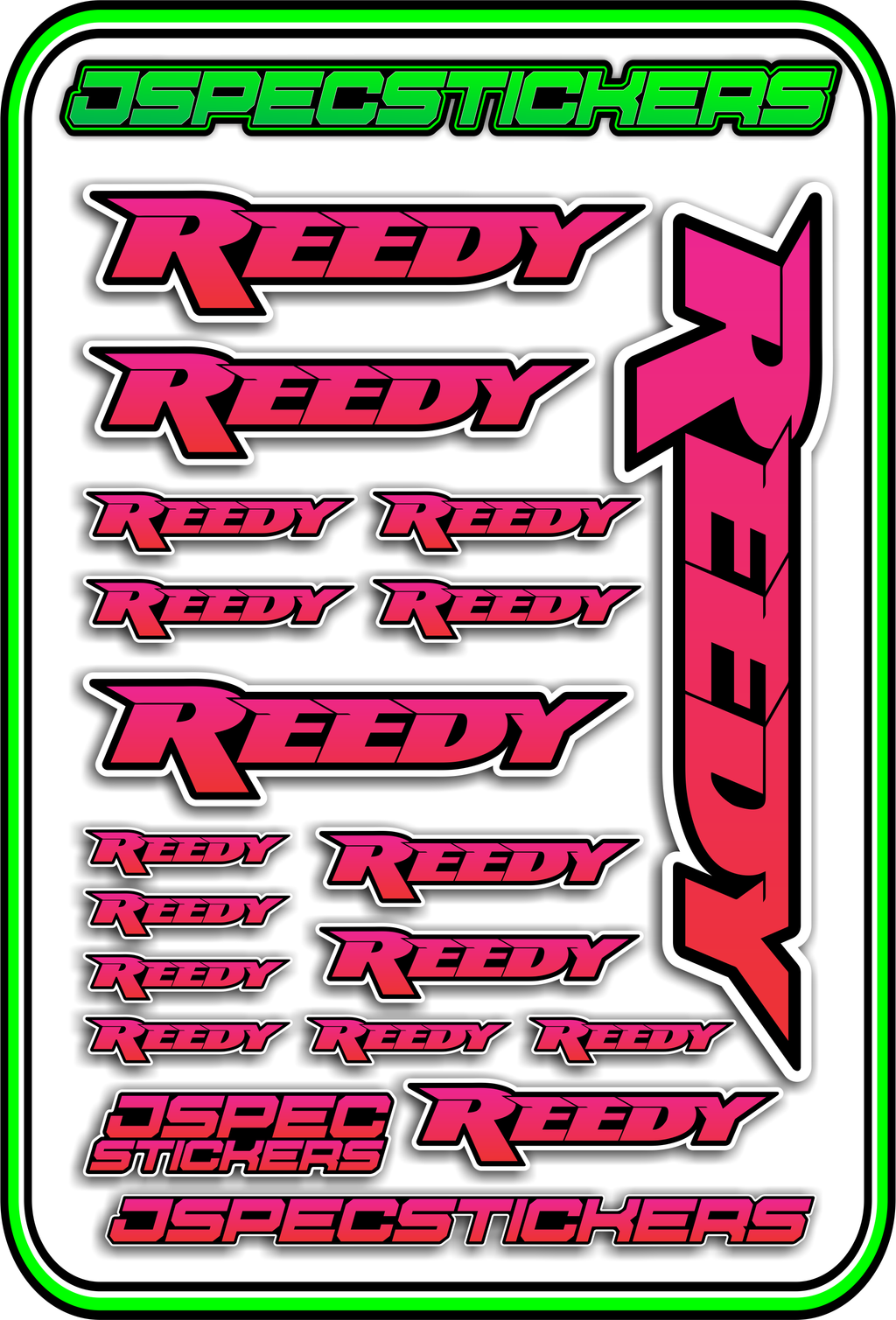 REEDY RC STICKER SHEET A5 - Jspec Stickers