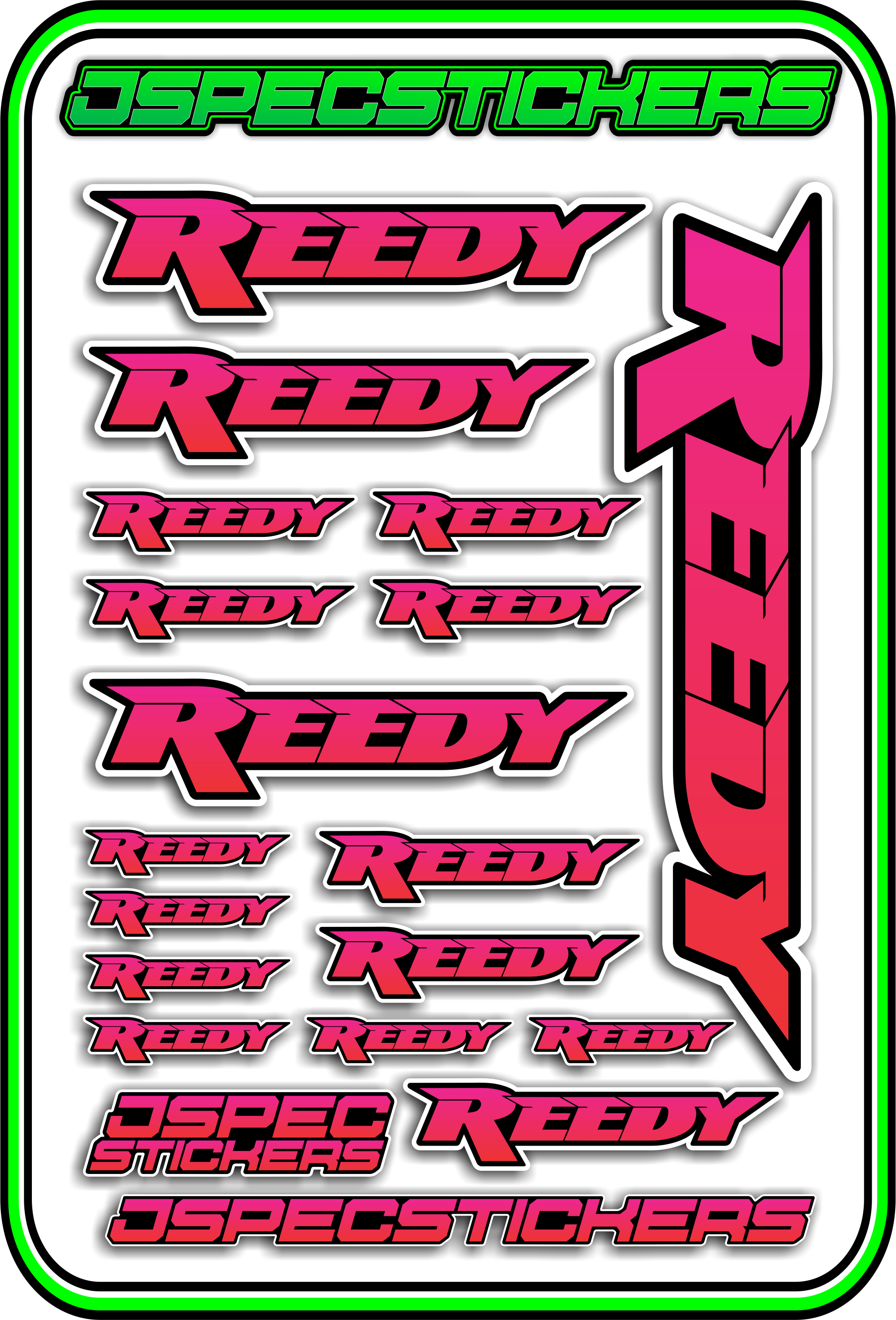 REEDY RC STICKER SHEET A5 - Jspec Stickers