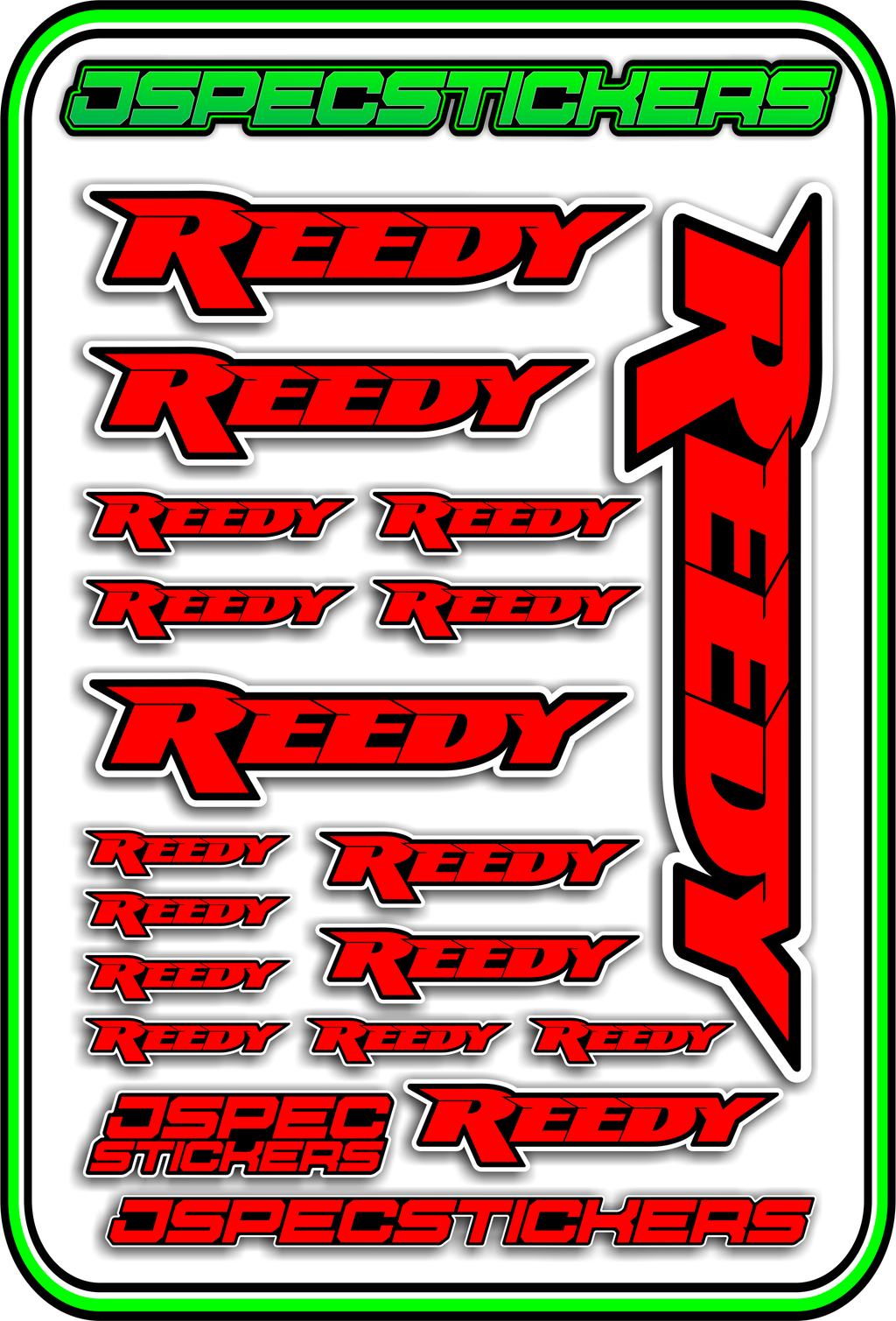 REEDY RC STICKER SHEET A5 - Jspec Stickers
