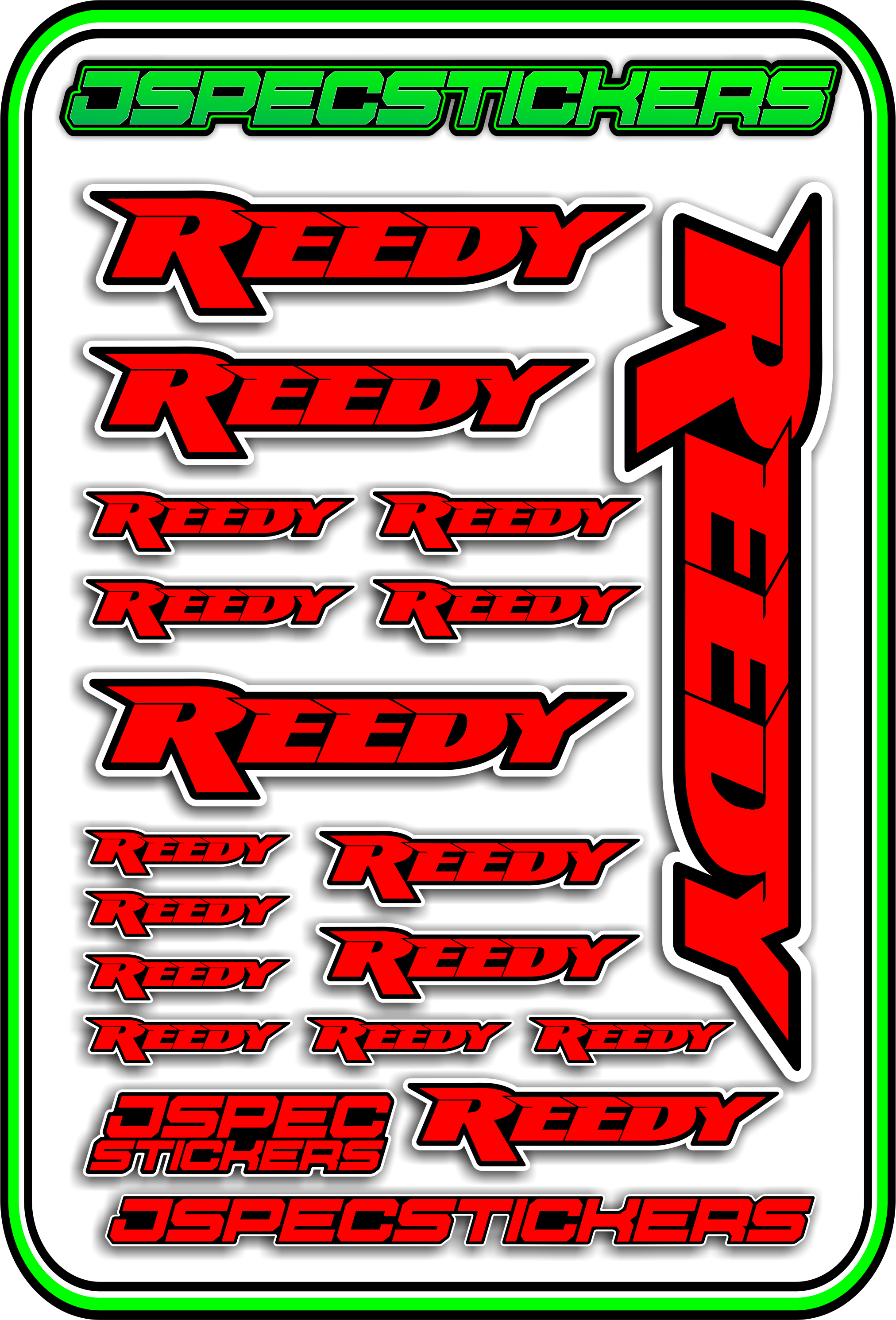 REEDY RC STICKER SHEET A5 - Jspec Stickers