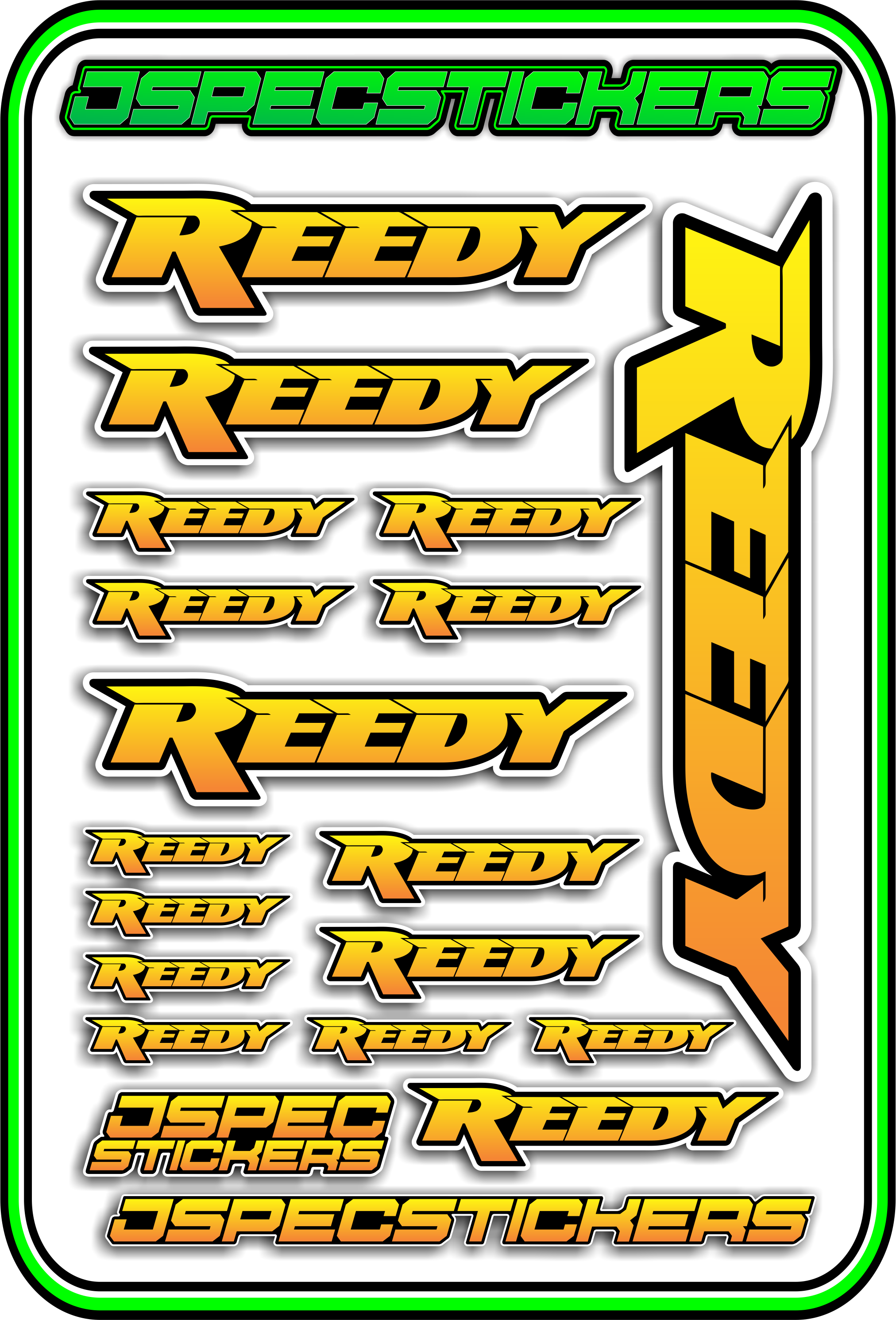 REEDY RC STICKER SHEET A5 - Jspec Stickers