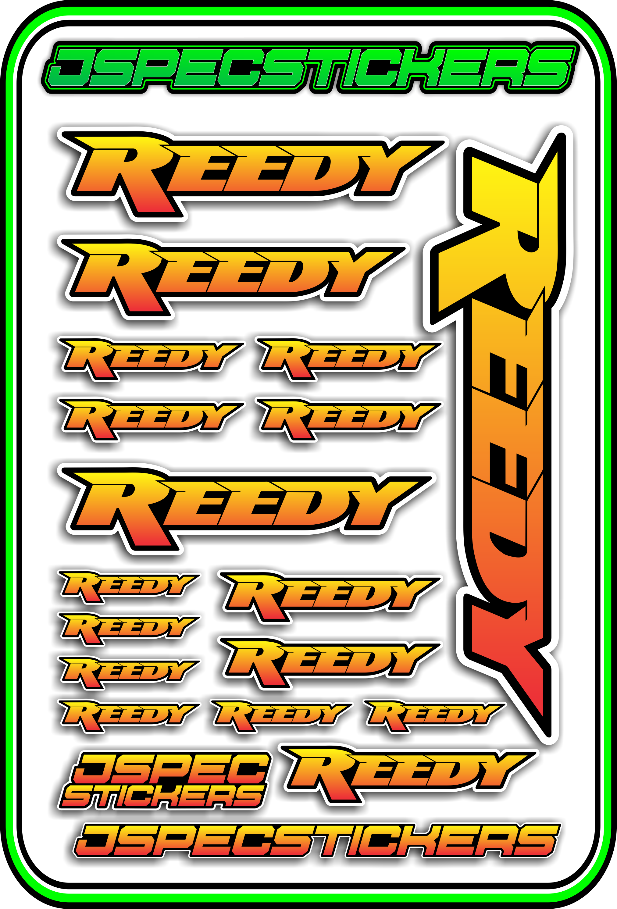 REEDY RC STICKER SHEET A5 - Jspec Stickers