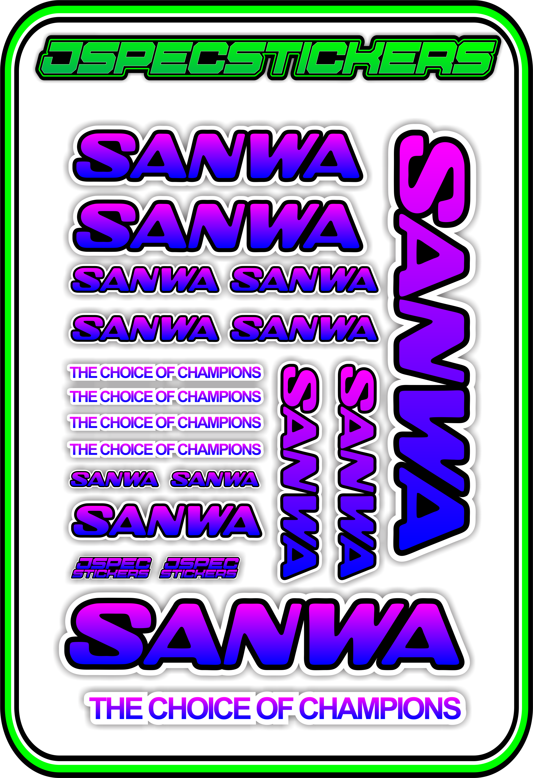 SANWA RC STICKER SHEET A5 - Jspec Stickers