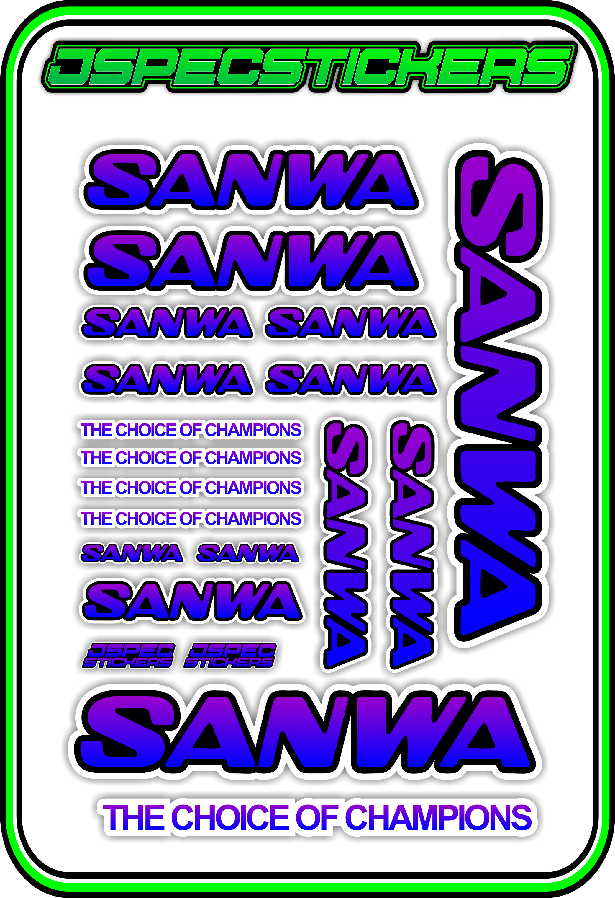 SANWA RC STICKER SHEET A5 - Jspec Stickers
