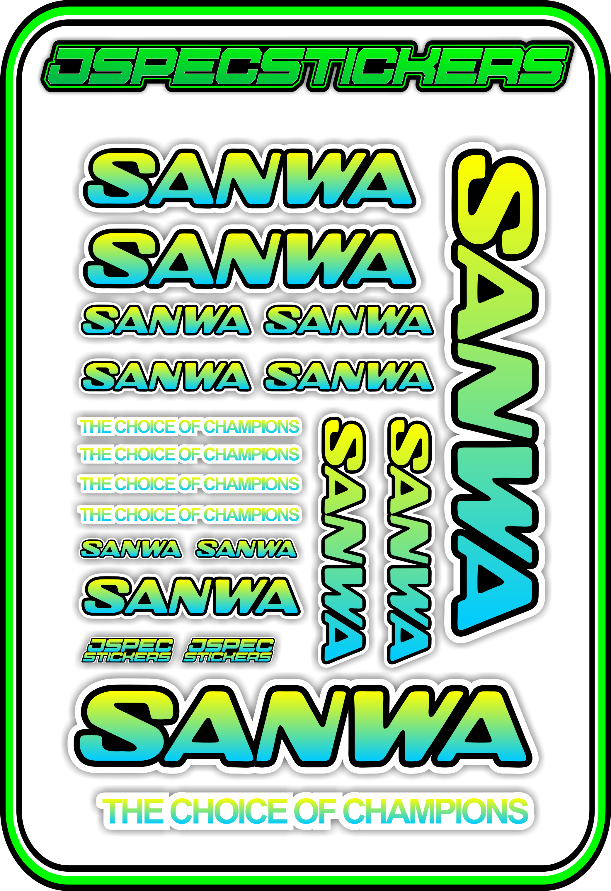 SANWA RC STICKER SHEET A5 - Jspec Stickers
