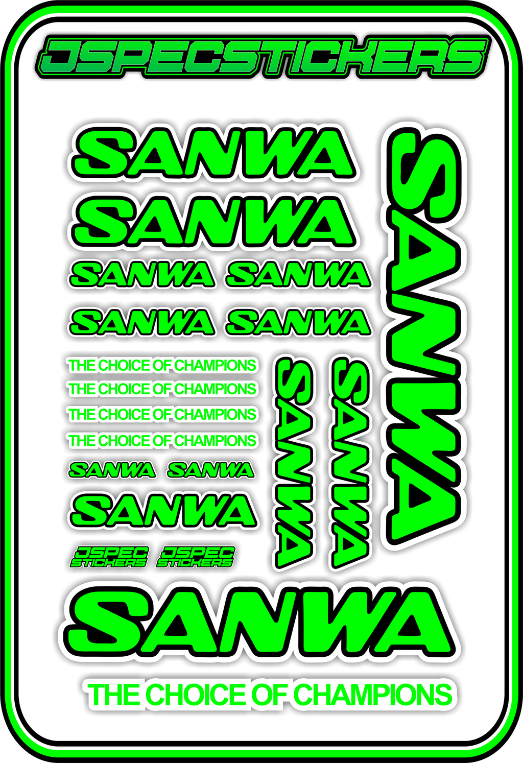 SANWA RC STICKER SHEET A5 - Jspec Stickers